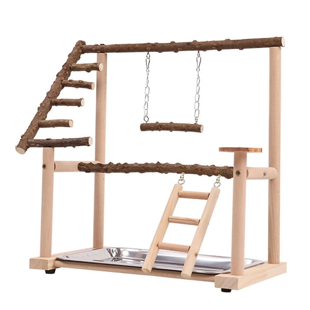 Soporte de juego para pájaros para loros, resistente, portátil, soporte de gimnasio de juego para pájaros, soporte de percha de madera para pájaros