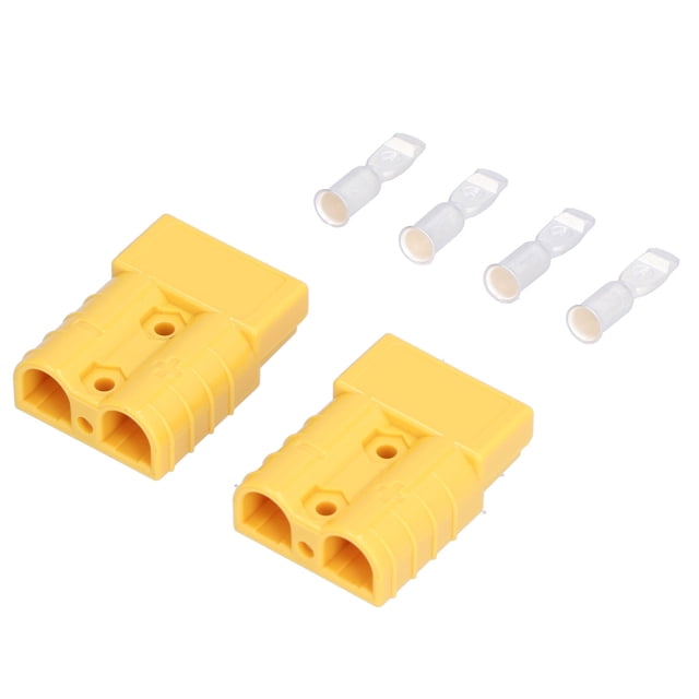 Battery Connector, Durable Silver-Plated Contacts Wire Harness Plug Kit Polycarbonate Housing 2Pcs For Jumpers For Forklifts For Trucks Yellow