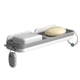 thumbnail image 1 of Bewildely Estante de almacenamiento de pared para baño, organizador autoadhesivo, sin perforaciones, escurridor doméstico extraíble con colgador Almacenamiento y organización del hogar Blanco Gris Bewildely HA063243-02B, 1 of 1