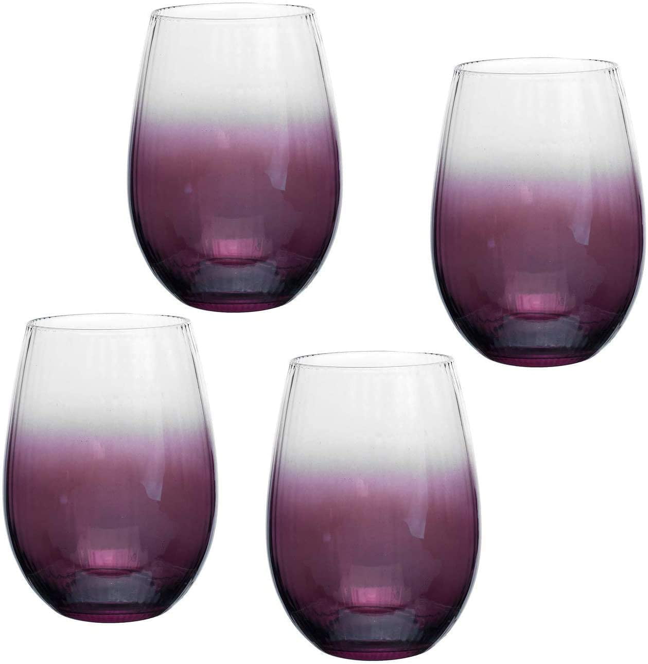 Stylish Plum Ombre Finish Spode Kingsley Drinking Wine Glass Set of 4 