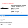 thumbnail image 2 of Front Right Door Handle - Compatible with 2009 - 2015 Dodge Journey 2010 2011 2012 2013 2014, 2 of 2