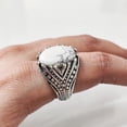thumbnail image 2 of Howlite Mans Ring, Natural Howlite Ring, White Turquoise, Silver Jewelry, 925 Silver Ring, Birthday Gift, Heavy Mens Ring, Arabic Design, Ottoman Style Ring, Christmas, Turkey Mens Signet Ring, 2 of 7