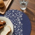 thumbnail image 3 of Japanese Round 15 Inch Placemats Set of 6, Navy Blue Country Flowers Leaves Aesthetic HeatResistant Non Slip Place Mats for Dining Table, Wipeable Braided Kitchen Table Mats for Housewarming, 3 of 9