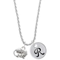 thumbnail image 1 of Delight Jewelry Silvertone Panther Silvertone Script Initial Disc - R - Charm Necklace, 20"+3", 1 of 4