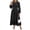 Black, variant on Edvintorg Maxi Dresses for Women Crew Neck Ruffles Long Sleeve Vacation Dress Fall Casual High Waisted A Line Dress