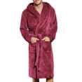 thumbnail image 1 of WTXUE Pajama Set Men | Bath Robe Long Lengthened Coat Shawl Bathrobe Winter Sleeved Robe Mens Coralline | 1 Piece Burgundy S, 1 of 4