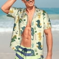thumbnail image 4 of Uemuo Seahorse Printed Regular Fit Short Sleeve Casual Hawaiian Shirt for Men,Aloha shirt,Tropical shirt,Floral print shirt,Vacation Beach shirt-3X-Large, 4 of 9
