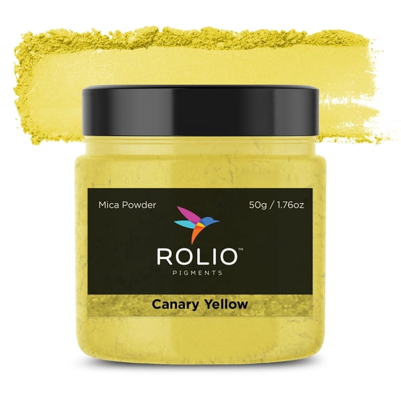 Rolio Premium Mica Powder - Canary Yellow (50G / 1.76oz) - 1 Jar of Yellow Pigment Powder for Epoxy Resin, Dye, Soap Making, Nail Polish, Paint, Candle Making, Bath Bombs, Slime
