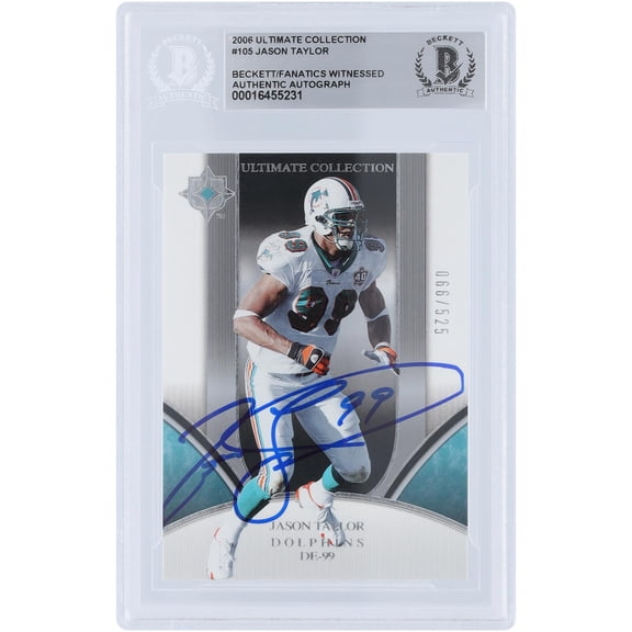 Jason Taylor Miami Dolphins Autographed 2006 Upper Deck Ultimate Collection #105 #/525 Beckett Fanatics Witnessed Authenticated Card - Fanatics Authentic Certified