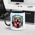 thumbnail image 3 of Hippie Labrador Retriever Portrait oil painting Watercolor Tie-dye Vintage 11oz Accent Two-tone Mug Lab Dog Lover Gifts Coffee Tea Cup - 00015, 3 of 5