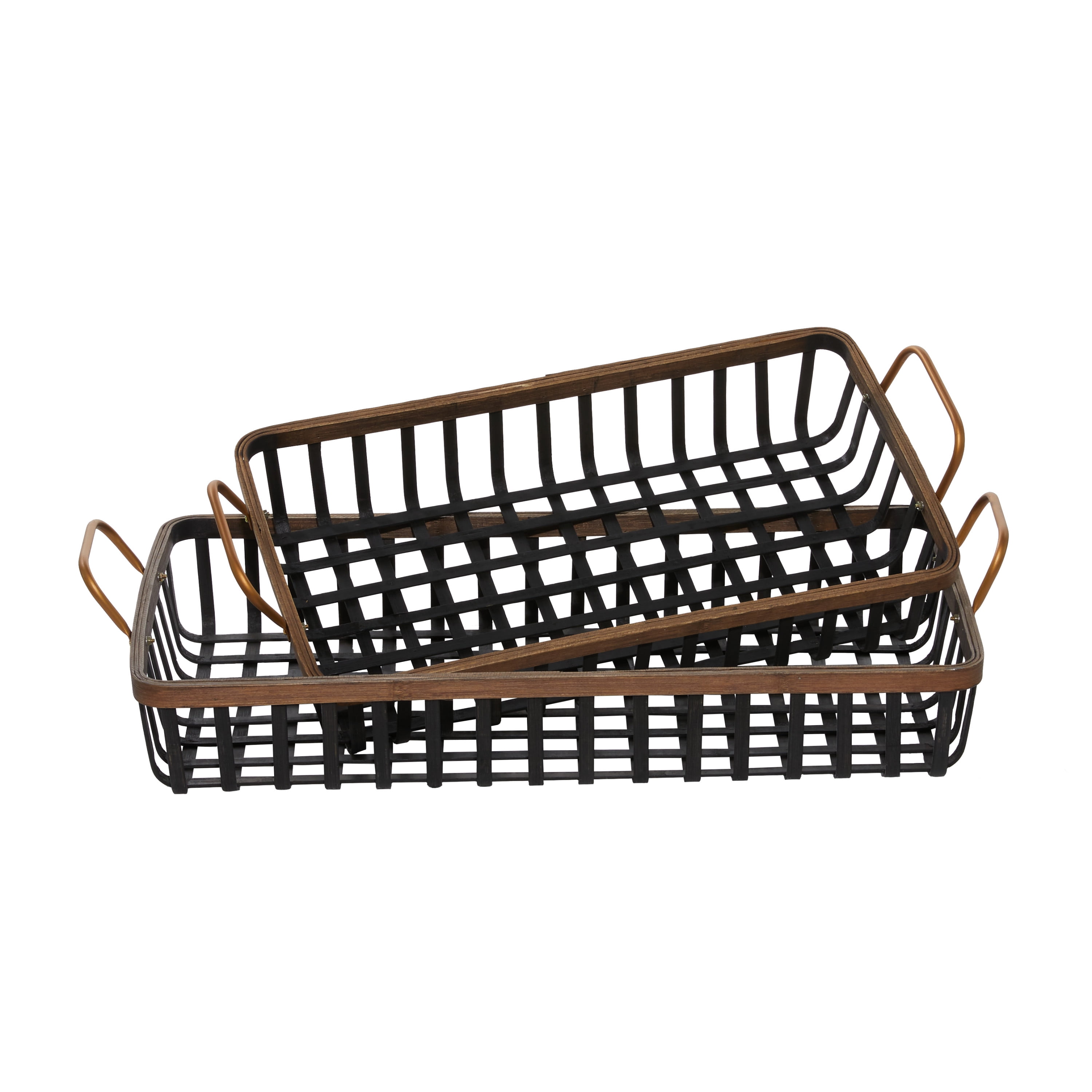 DecMode 29", 23"W Black Wood Grid Tray, 2-Pieces