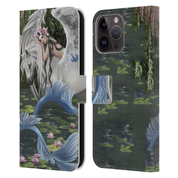 Head Case Designs Officially Licensed Nene Thomas Deep Forest Still Waters Mermaid & Pegasus Leather Book Wallet Case Cover Compatible with Apple iPhone 15 Pro Max