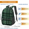thumbnail image 3 of Green and Black Checkered Pattern 17" School Backpacks for Teens,Waterproof Oxford Fabric,S-Shape Padded Straps for School,Travel,Hiking,Camping, 3 of 6