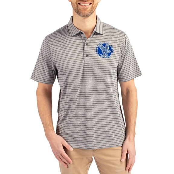 Men's Cutter & Buck Heather Gray Air Force Falcons Forge Eco Heather Stripe Stretch Recycled Polo