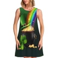 thumbnail image 1 of Easygdp St. Patrick's Day4 para Vestido Transpirable de Mujer, Vestido Suelto de Manga Corta con Pliegues y Bolsillos para el Verano, 1 of 7