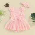 thumbnail image 3 of Coerni Baby Girl Summer Romper Set Lace Skirt Dress Headband Outfits Sleeveless Flower Bow New Born Clothes Suit, 3 of 7