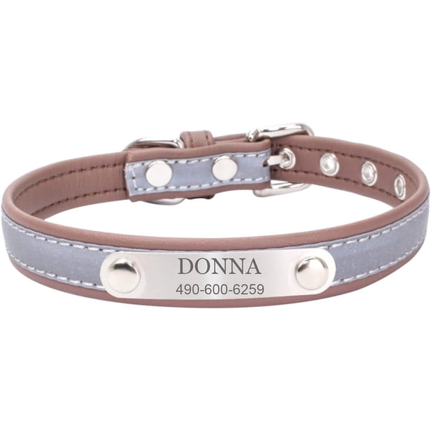 Collar para Perros con Nombre Collares para Perros de Cuero Collar para Perros Reflectante Personalizado con Nombre y número de teléfono Adecuado para Perros Grandes, medianos y pequeños S MODOU