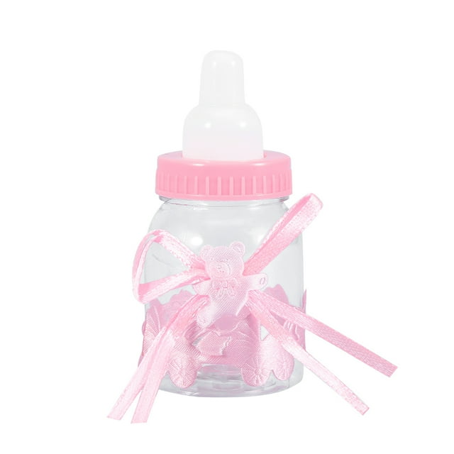 Caja de dulces para decoración de fiesta de baby shower (rosa), 24 botellas rellenables