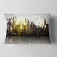 thumbnail image 2 of Designart Grunge City Panorama - Cityscape Throw Pillow - 12x20, 2 of 5