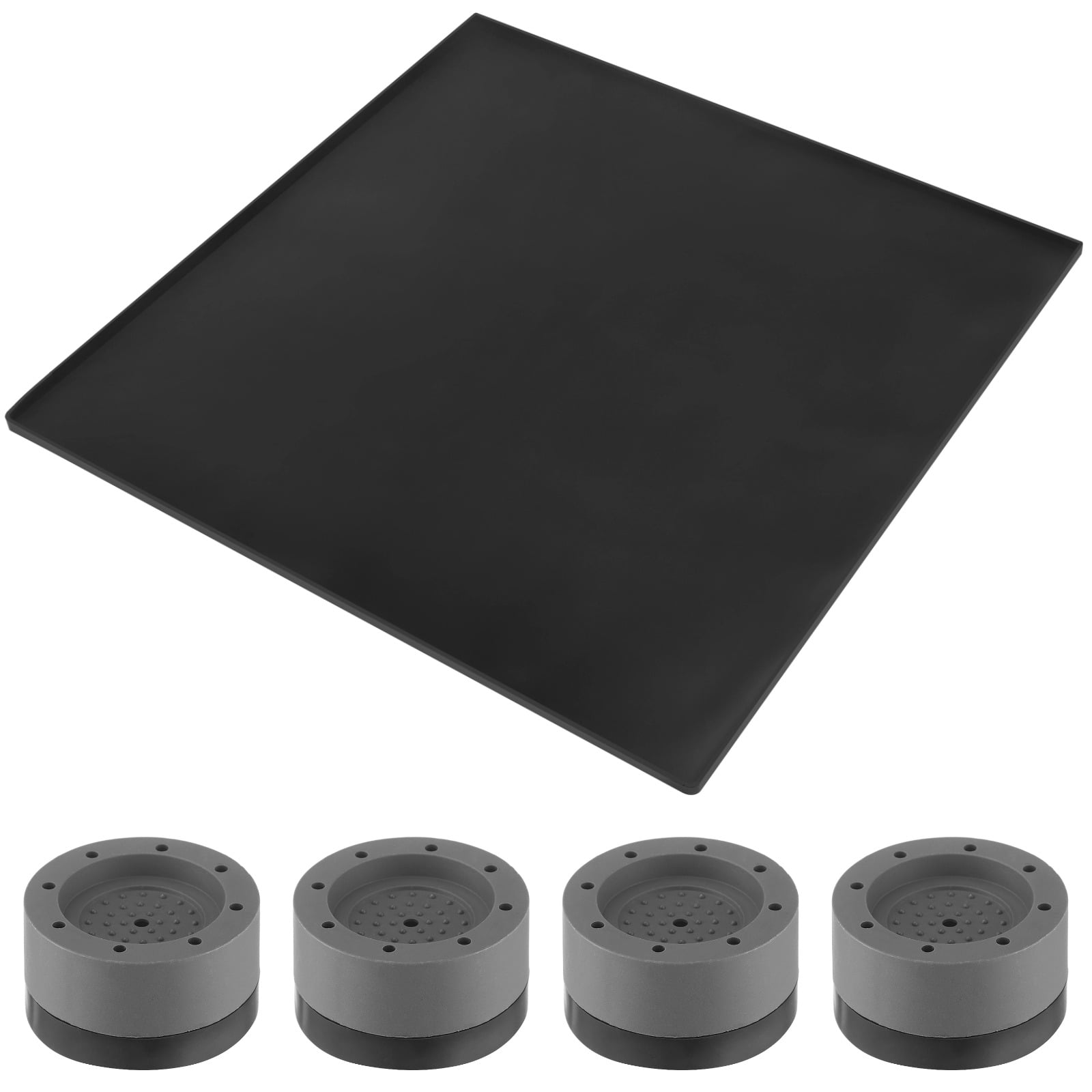 Fridge Silicone Mat With 4 Base Raisers, 23.6 x 23.6 x 0.6 in Waterproof Drip Tray, Non Slip Appliance Floor Protector Pad, Raised Edge Design for Washer Refrigerator Kitchen Use