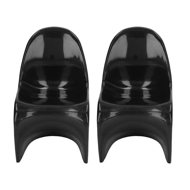 2 sillas en miniatura a escala 1/6, estilo informal y lindo, material plástico pequeño para hacer tú mismo, 14 x 9 x 8 cm, juguetes para casa de muñecas, adornos, color negro
