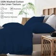 thumbnail image 5 of 3 Pcs Duvet Cover Set 100% Egyptian Cotton 1000 Thread Count with Zipper Closure & Corner Ties - King/California King Size (94" x 104") Inch, Navy Blue Solid, 5 of 5