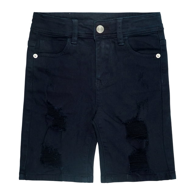 KIDSCOOL SPACE Boys Summer Denim Shorts, Ripped Soft Elastic Band Inside Half Jean Pants