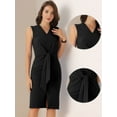 thumbnail image 2 of DARING DIVA Pencil V Neck Sleeveless Design Tied Waist Dress XS Black, 2 of 6