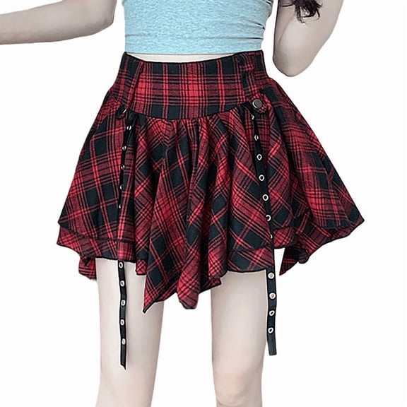 oqasdz Skirts for Women Casual Pleated Ruffled Flowy Elastic Waistband Skirts Irregular Design for Spring Fall Comfort Stylish Leisure Wear