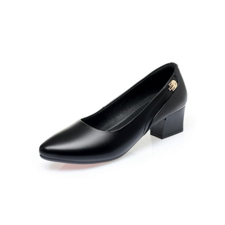 

Ymiytan Womens Comfort Anti-Slip Chunky Block Pumps Wedding Dress Office Shoes Black 6.5