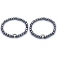 thumbnail image 1 of Paquete de 2 pulseras magnéticas, pulsera elástica de cuentas redondas de piedra curativa de hematita neutra para pérdida de peso, joyería antifatiga JFHHH pequeña, 1 of 1