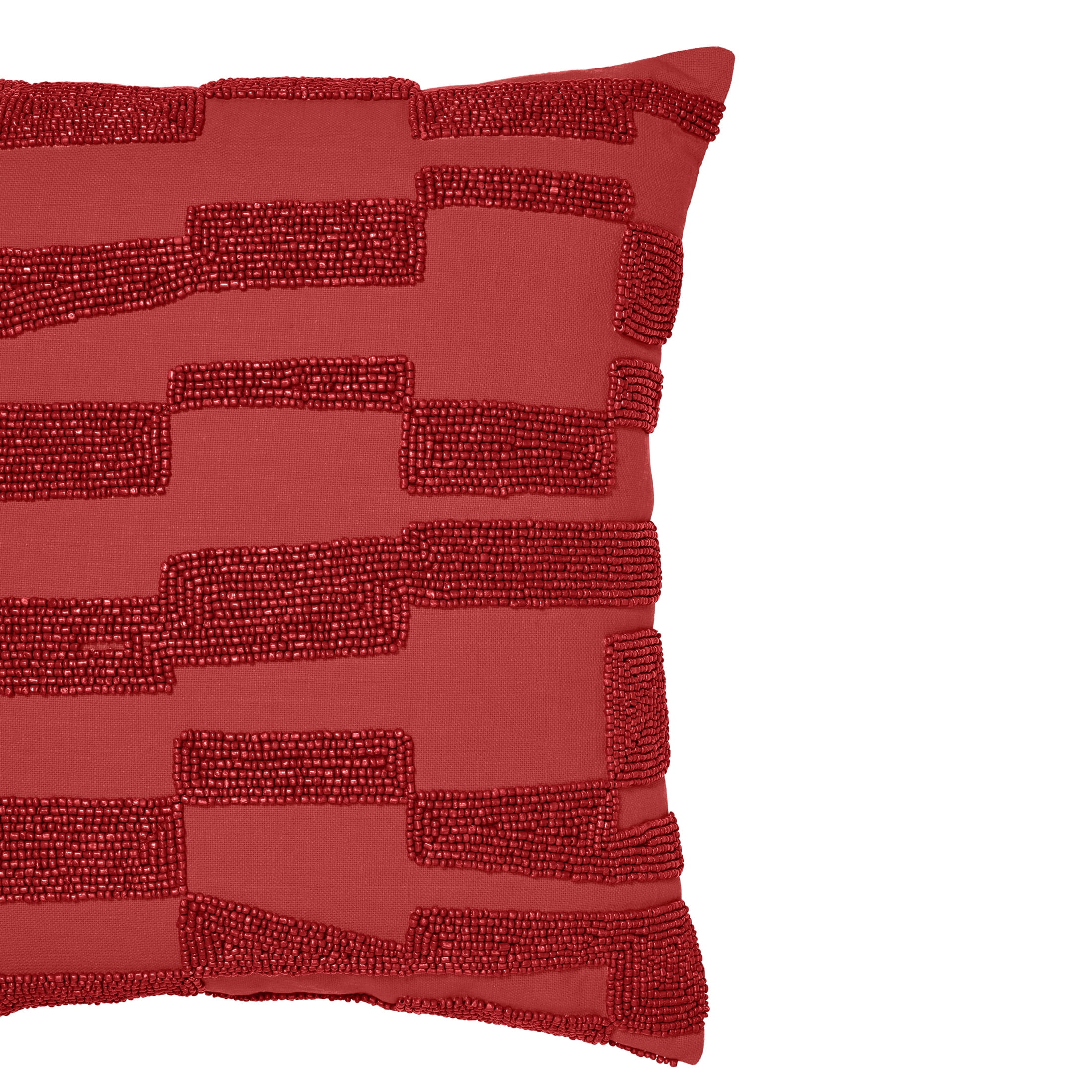 Temi Coker for Walmart Beaded Decorative Pillow, 20" x 20", Red