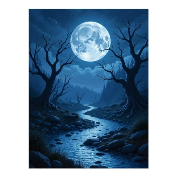 Diamond Art Kit for Adults, Mystical Moonlit Stream Forest Diamond Painting for Adults Beginners, DIY Diamond Art Painting Kits, 5D Diamond Painting Crafts for Home Decor 12x16 Frameless