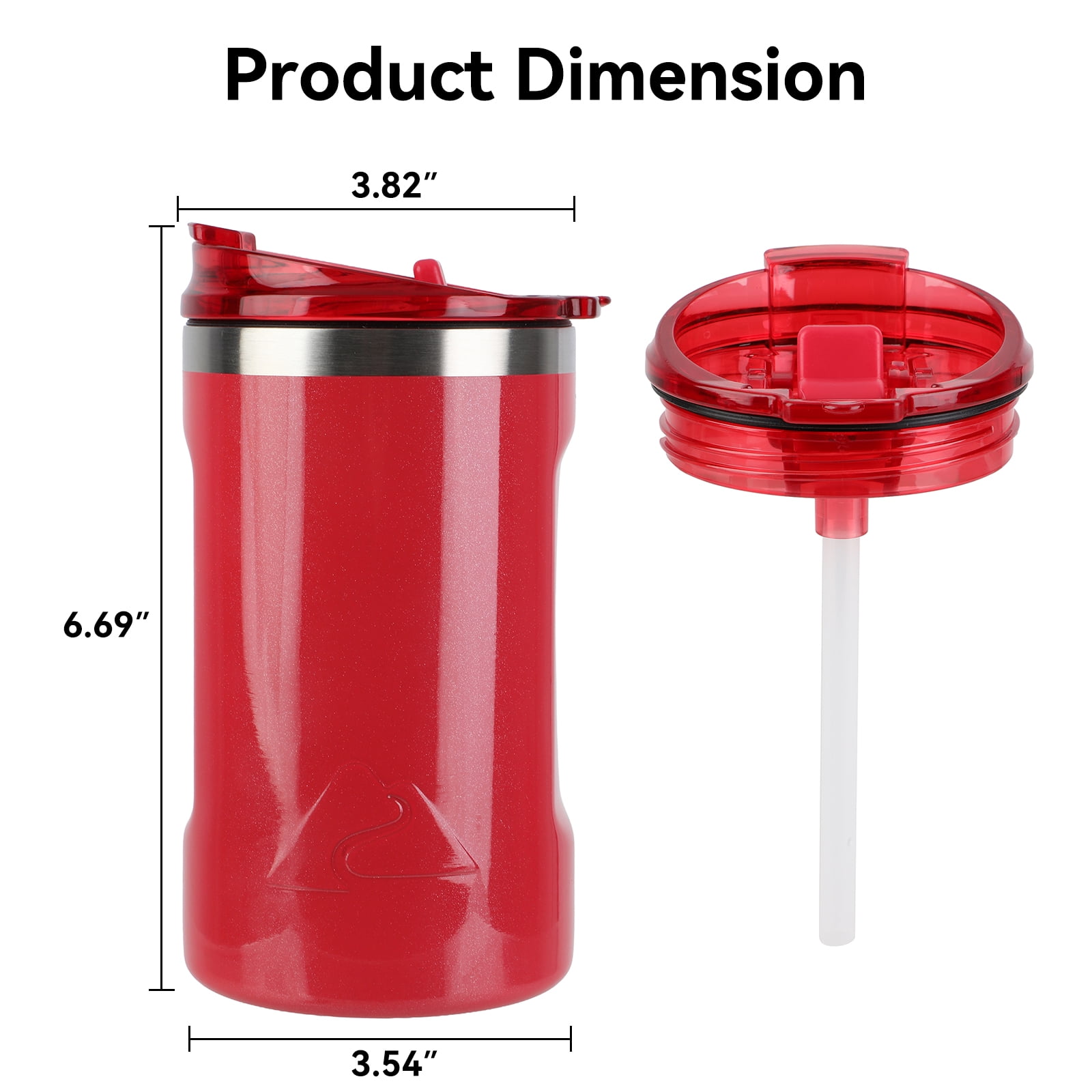 Ozark Trail 16oz Ceramic Lined Stainless Steel Can Tumbler with 2-in-1 Lid,Patriotic Red