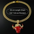 thumbnail image 4 of Hip Hop Cuban Chains Red Bull Head Pendant Necklace With 13mm Miami Cuban Chain Iced Out Bling HipHop Necklaces Fashion Jewelry, 4 of 9