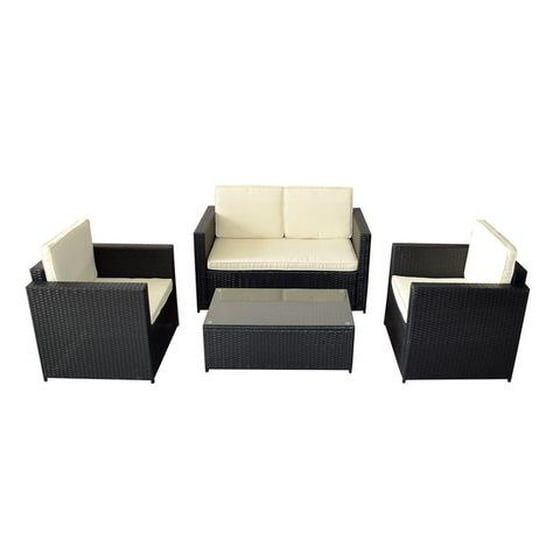 Mcombo 4 Pcs Wicker Patio Furniture Set Garden Lawn Sofa Cushioned