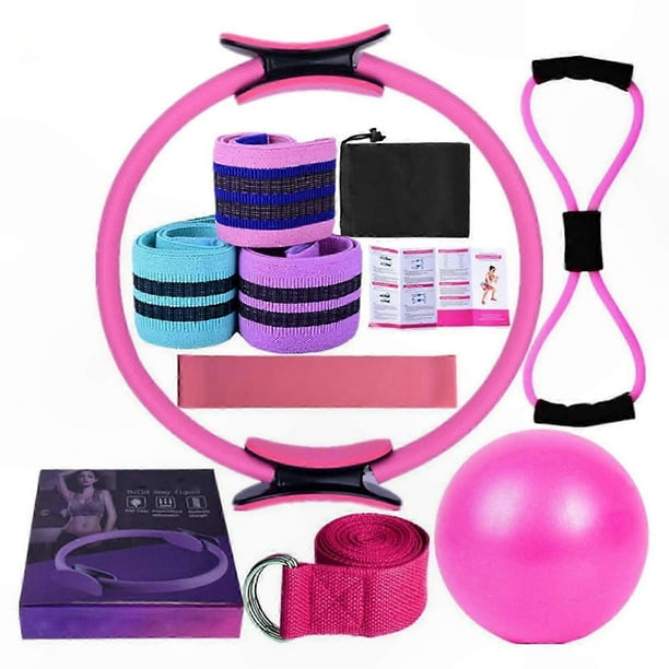 Pilates Exercise Set with Ring, Ball, and Bands for Women - 11pc Home Workout Kit with Adjustable Resistance Levels