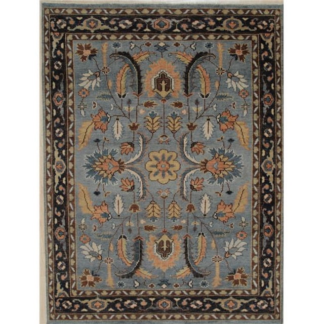EORC KR110GY8X10 7 ft. 6 in. x 9 ft. 6 in. Handknotted Wool Traditional Knot Rectangle Area Rug, Grey & Navy