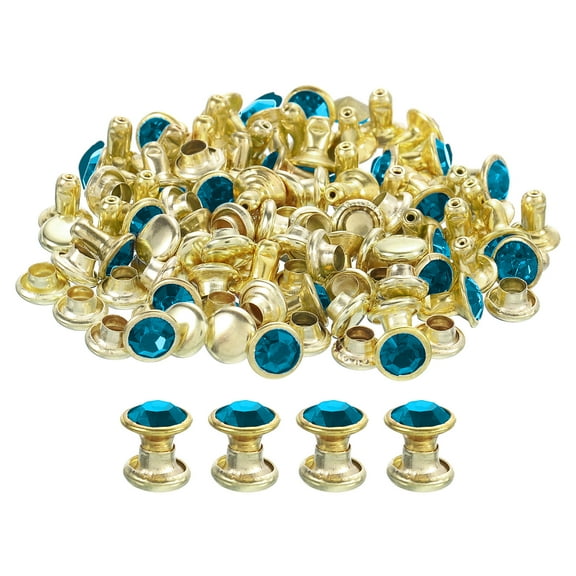 50Pack Gold Dark Green 6mm/0.24" Leathercraft Rivets for DIY Leather Craft Making