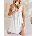 thumbnail image 3 of Ekouaer Nightgowns for Women Sleeveless Sleep Shirt Tank Night Gown V Neck Chemise Pleated Night Shirt Soft Sleep Dress, 3 of 6