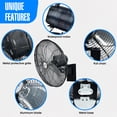 thumbnail image 5 of iLiving 18" Outdoor Oscillating High Velocity Wall Fan with 4150 CFM Heavy Duty Weatherproof Motor, Variable Speed Adjustment for Workshop, Garage, Patios, Commercial and industrial, 18 inch, 5 of 6
