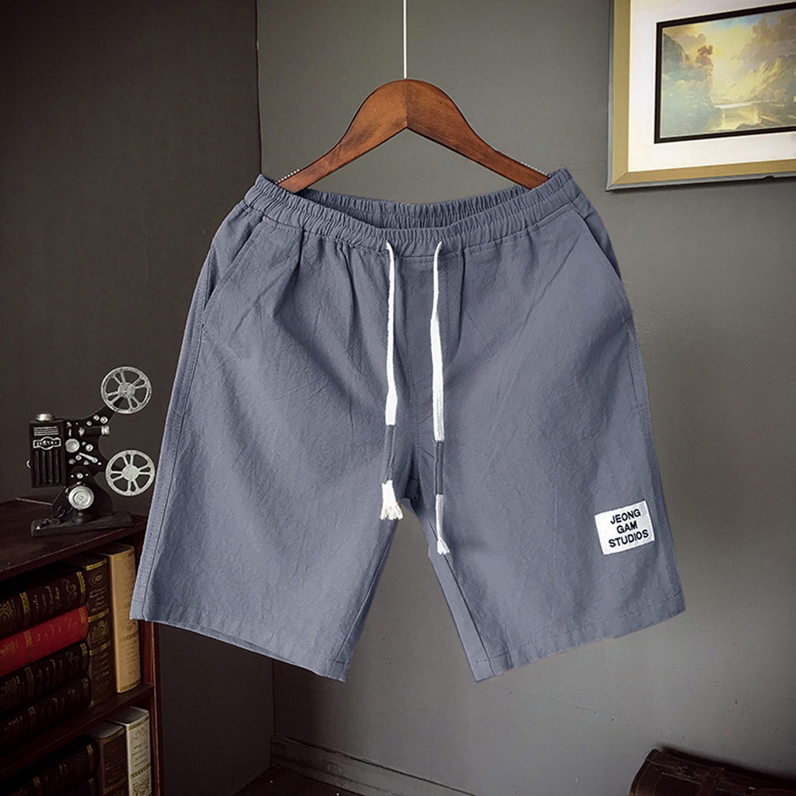 CHGBMOK Men's Pants Summer Fashion Leisure Flax Large Size Shorts Loose ...