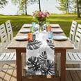 thumbnail image 4 of Table Runners 72 Inches Long Dress Scarves, Grey Black Leaves Farmhouse Kitchen/Dining Table Runner, Coffee Tablerunners, Summer Botanical Watercolor Leaf 14x72 Inch, 4 of 9
