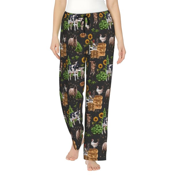 Balery Farm Animals 2 Pantalones de pijama para mujer, pijamas ultraligeros, pantalones de estar por casa-XX-Large