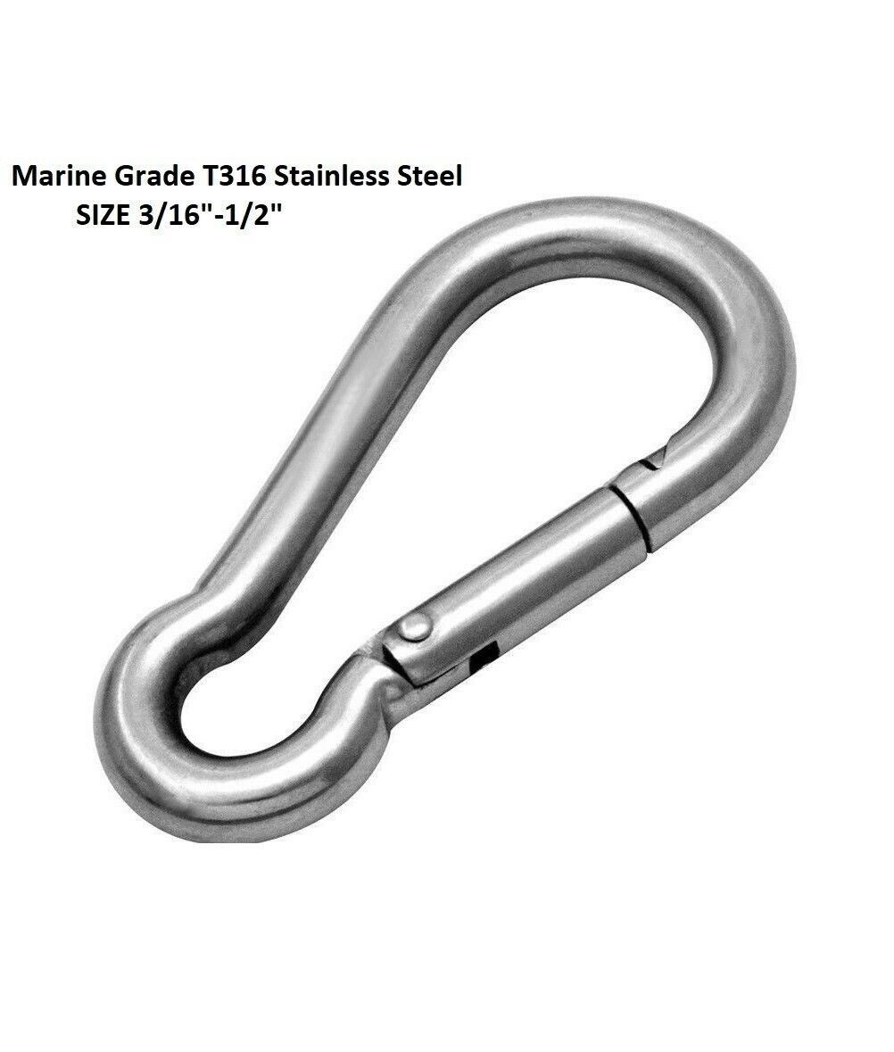 T316 Stainless Steel Carabiner Clip Snap Hook Spring Karabiner Carrabin
