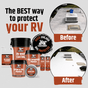 Liquid Rubber RV Roof Coating, Waterproof Elastomeric Roof Sealant for EPDM, TPO, Fiberglass & Aluminum RV Roofs, White, 5 Gallon, 250 Sq ft Coverage