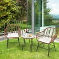 thumbnail image 1 of Gymax 3PCS Rattan Patio Conversation Set Bistro Chat Set w/ Beige Cushions, 1 of 10