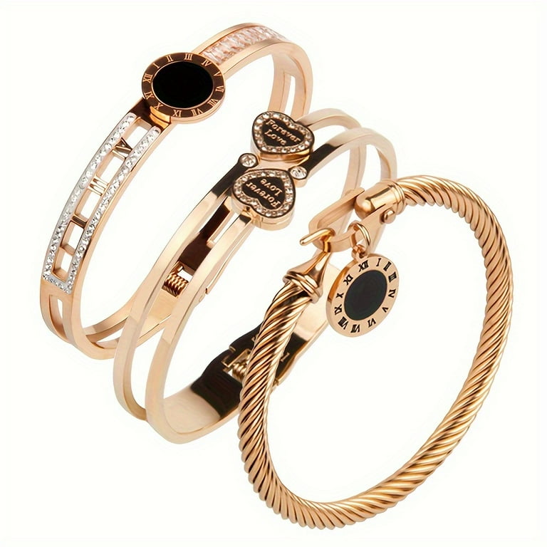3pcs combination Women's western style stainless steel bracelet