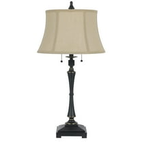 Metal Body Table Lamp with Fabric Tapered Bell Shade in Beige and Black