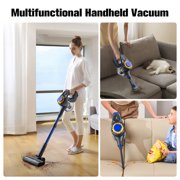 HOOFUN Cordless Vacuum Cleaner, 50mins Runtime, Powerful Stick Vacuum 6*2600mah Rechargeable Cordless Vacuum for Carpet, Tile, Pet Hair, Hardwood Floors, Blue